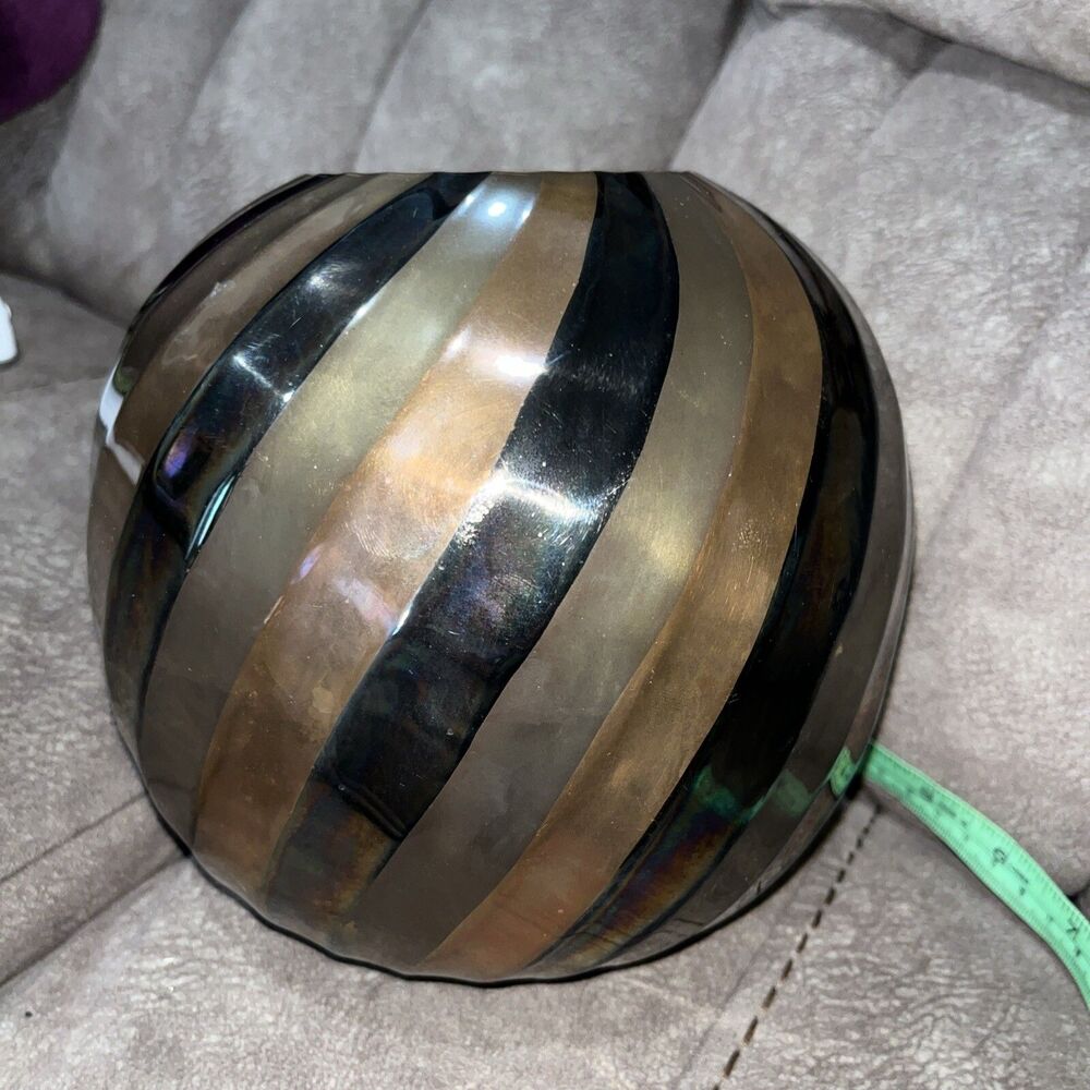 Brass Vase India Mixed Metal Copper Brass Swirl Vase 7” Tall 23” Round